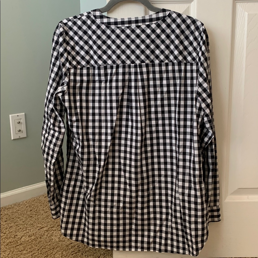 Talbots Gingham Rhinestone Button Top Women’s Pop… - image 3